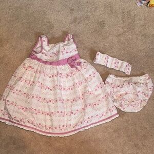 Floral Pink and White Kids Casual Dress Set